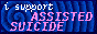 88x31 badge with the text 'i support ASSISTED SUICIDE' on a blue animated radial wave background