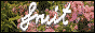 88x31 badge. '88x31 badge. cursive text 'fruit' on pixellated pink floral backround