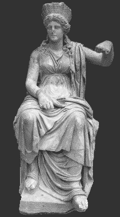 Goddess cybele sitting, wearing a stola.